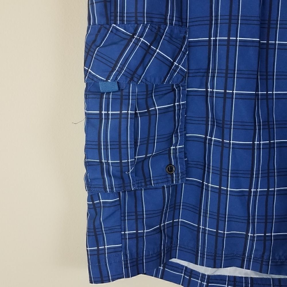 Red Camel Navy Plaid Swimming Trunks - Picture 3 of 7